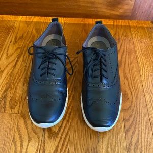 Women’s Cole Haan Zero Grand Black Leather Wingtip Shoes, Size 9